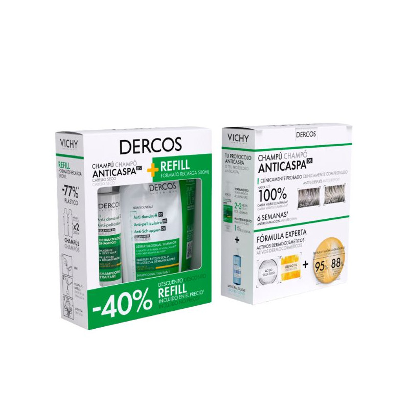 VICHY DERCOS CHAMPU ANTICASPA DS CABELLO SECO + RECARGA